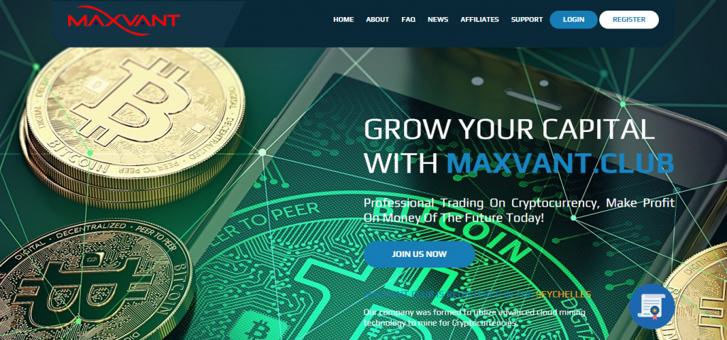 Maxvant.club homepage