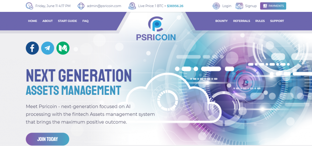 Psricoin Homepage