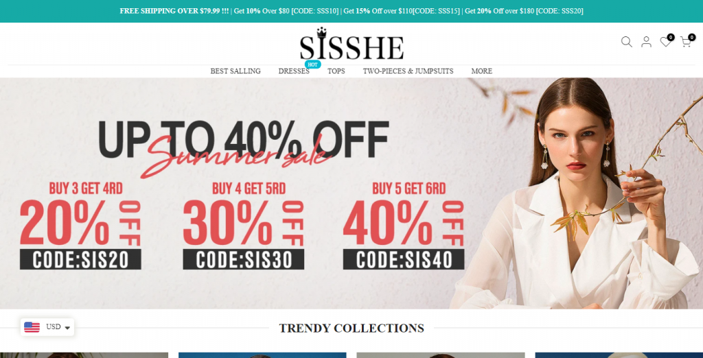 Sisshe Clothing Homepage