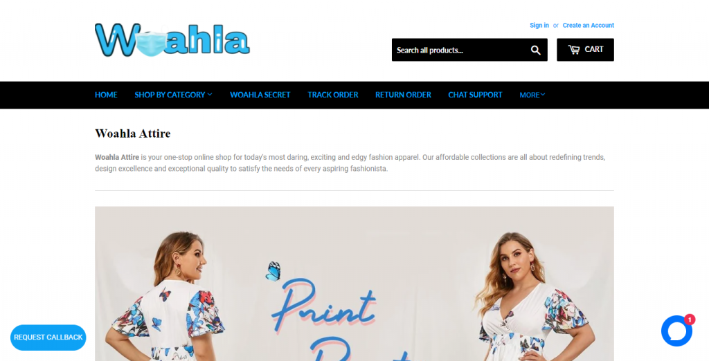 Woahla Clothing Homepage