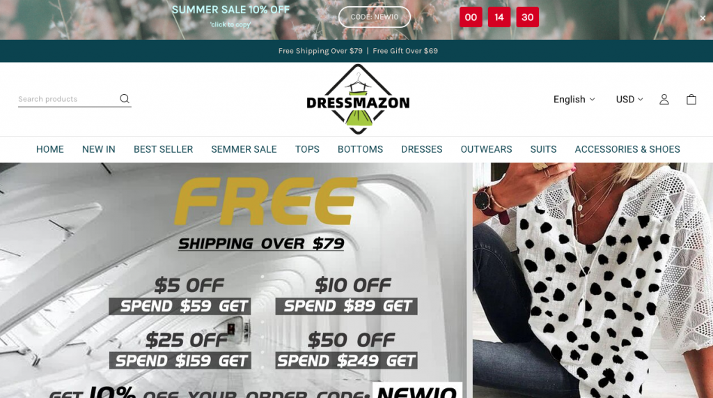 Dressmazon Homepage